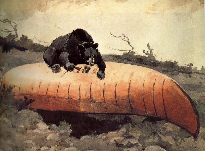 Winslow Homer Black Bear and Canoe oil painting image